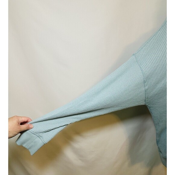Aerie Hoodie Pullover Waffle Knit Oversized Sage Green Sweatshirt SMALL - Picture 6 of 11